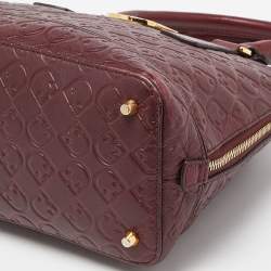 Pre Owned Furla Burgundy Leather Dome Satchel