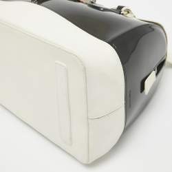 Pre Owned Furla Black/White Leather and Rubber Candy Flap Satchel