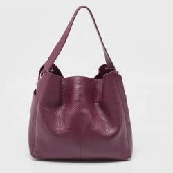 Furla Burgundy Pebbled Leather Medium Capriccio Hobo