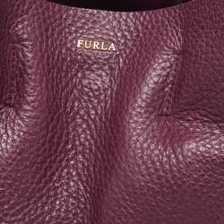 Furla Burgundy Pebbled Leather Medium Capriccio Hobo