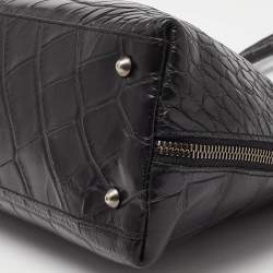 Pre Owned Furla Black Croc Embossed Leather Vintage Shoulder Bag