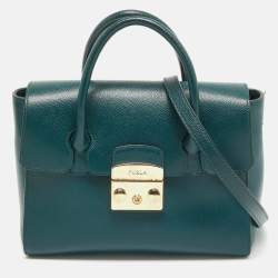 Furla Green Leather Small Metropolis Tote
