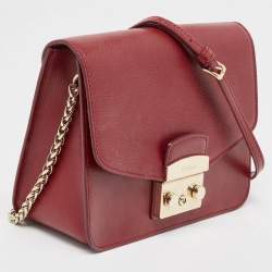 Furla Red Leather Metropolis Shoulder Bag
