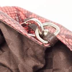 Furla Red/Brown Python Embossed and Leather Hobo