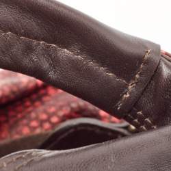 Furla Red/Brown Python Embossed and Leather Hobo