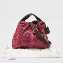 Furla Red/Brown Python Embossed and Leather Hobo