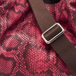 Furla Red/Brown Python Embossed and Leather Hobo