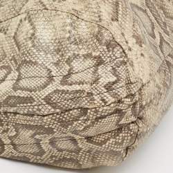Furla Light Green/Black Python Embossed Leather Hobo