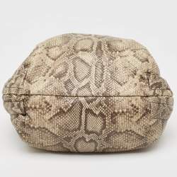 Furla Light Green/Black Python Embossed Leather Hobo