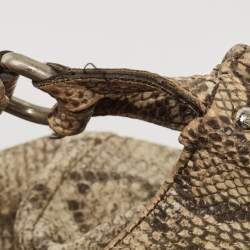 Furla Light Green/Black Python Embossed Leather Hobo
