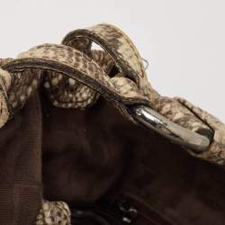 Furla Light Green/Black Python Embossed Leather Hobo