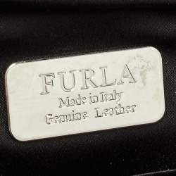 Furla Grey/Silver Snakeskin Embossed Leather Bow Clutch
