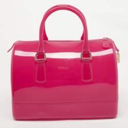 Pre Owned Furla Fuchsia Rubber Candy Satchel