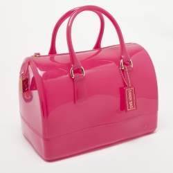 Pre Owned Furla Fuchsia Rubber Candy Satchel