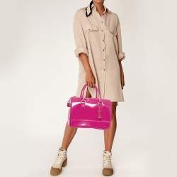 Furla Fuchsia Rubber Candy Satchel
