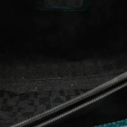 Furla Dark Green Croc Embossed Leather Practica Tote