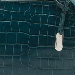 Furla Dark Green Croc Embossed Leather Practica Tote