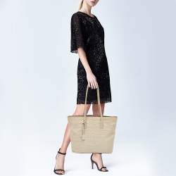 Furla Cream Croc Embossed Leather Tote