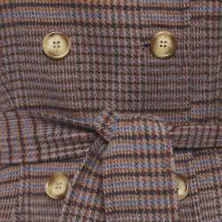 Pre Owned Gabriela Hearst Beige Virgin Wool Plaid Print Trench Coat M