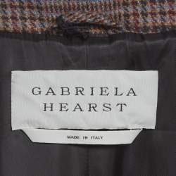 Pre Owned Gabriela Hearst Beige Virgin Wool Plaid Print Trench Coat M