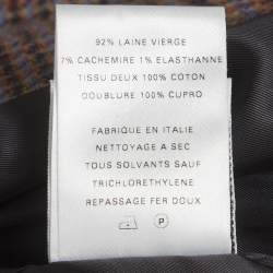 Pre Owned Gabriela Hearst Beige Virgin Wool Plaid Print Trench Coat M