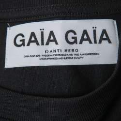 Pre Owned Gaia Gaia Black Cotton Rhinestone Embellished Hemera T-Shirt Dress S