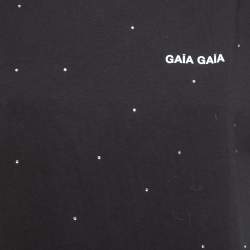 Pre Owned Gaia Gaia Black Cotton Rhinestone Embellished Hemera T-Shirt Dress S