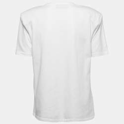 Gaia Gaia White Logo Print Cotton Yara Padded Shoulder T-Shirt S