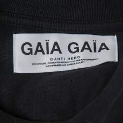 Gaia Gaia Black Cotton Rhinestone Embellished Yara T-Shirt S