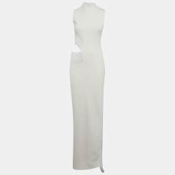 مملوكة مسبقًا Galvan London White Jersey Cut-Out Beaded Nova Dress S