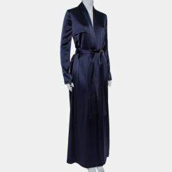 Galvan London Midnight Blue Satin Belted Trench Coat S