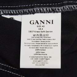 Pre Owned Ganni Black Washed Kress Soft Denim Mini Shirt Dress M