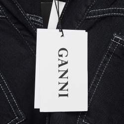 Pre Owned Ganni Black Washed Kress Soft Denim Mini Shirt Dress M