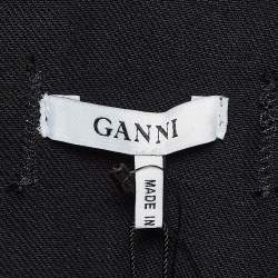 Pre Owned Ganni Black Washed Kress Soft Denim Mini Shirt Dress M