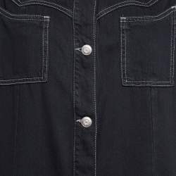 Pre Owned Ganni Black Washed Kress Soft Denim Mini Shirt Dress M