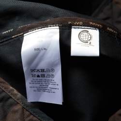 Pre Owned Ganni Brown Checked Double Cotton Oversized Coat L/XL