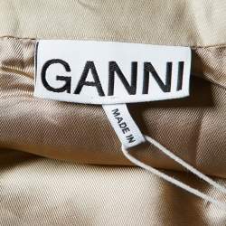 Ganni Flash Green Wool Midi Skirt L