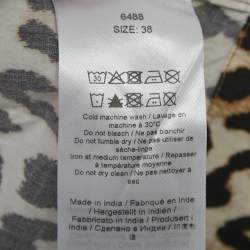 Pre Owned Ganni Brown Leopard Print Cotton Gathered Top M