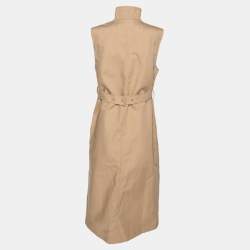 Pre Owned Ganni Light Brown Cotton Blend Sleeveless Belted Dress S