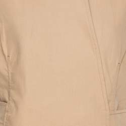 Pre Owned Ganni Light Brown Cotton Blend Sleeveless Belted Dress S