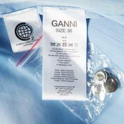 Ganni Blue Sequined High Neck Mini Dress S
