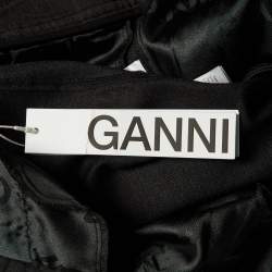 Ganni Charcoal Grey Embroidered Wool Wrap Blazer & Pants Set M