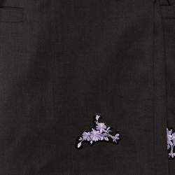 Ganni Charcoal Grey Embroidered Wool Wrap Blazer & Pants Set M