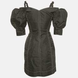 Pre Owned Ganni Black Crepe Cold Shoulder Mini Dress XS
