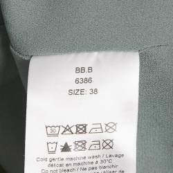 Pre Owned Ganni Green Rose Jacquard Ruched Button Front Mini Dress M