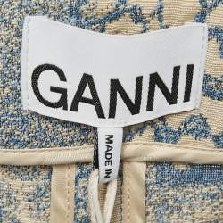 Pre Owned Ganni Sliver Lake Blue Jacquard Mini Skirt M 
