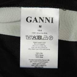 Pre Owned Ganni Green Block Striped Silk Electra Pants M