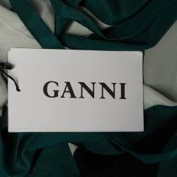 Pre Owned Ganni Green Block Striped Silk Electra Pants M