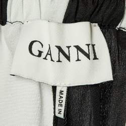 Pre Owned Ganni Green Block Striped Silk Electra Pants M