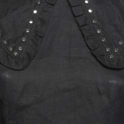 Pre Owned Ganni Black Linen Metal Studded Mini Dress S